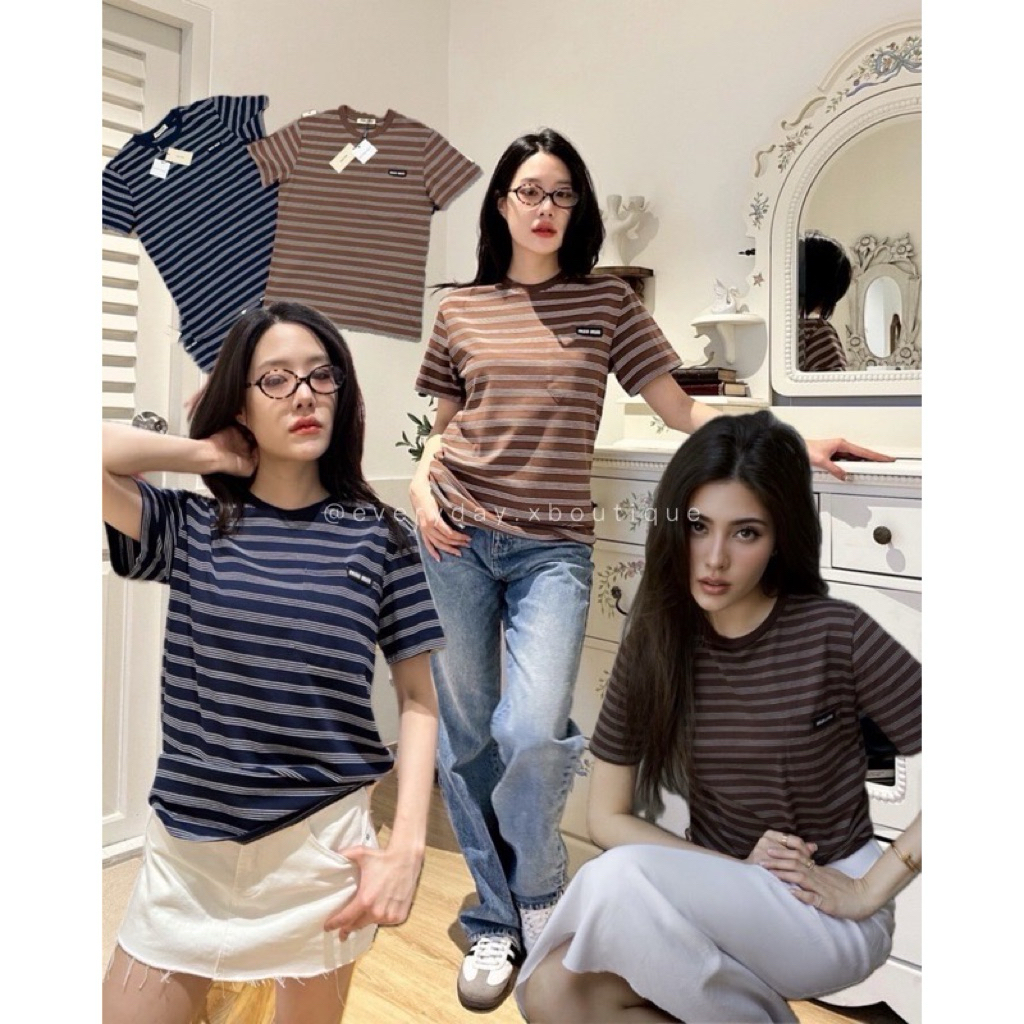 MI MI T- Shirt🤎🖤(350฿) เสื้อยืดแบรนด์ดัง งานชนช็อปเลยค้า ดีเทลงานปัก น่ารักมากๆค่ะ ดูผู้ดีแบบไม่ต้อง