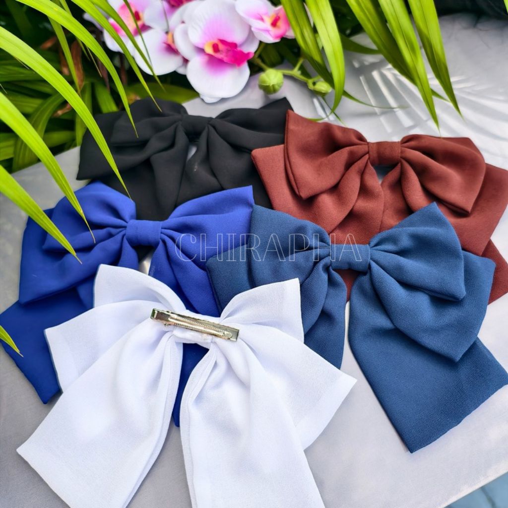 โบว์ติดผมนักเรียน โบว์นักเรียน ผ้าชีฟอง พร้อมส่ง