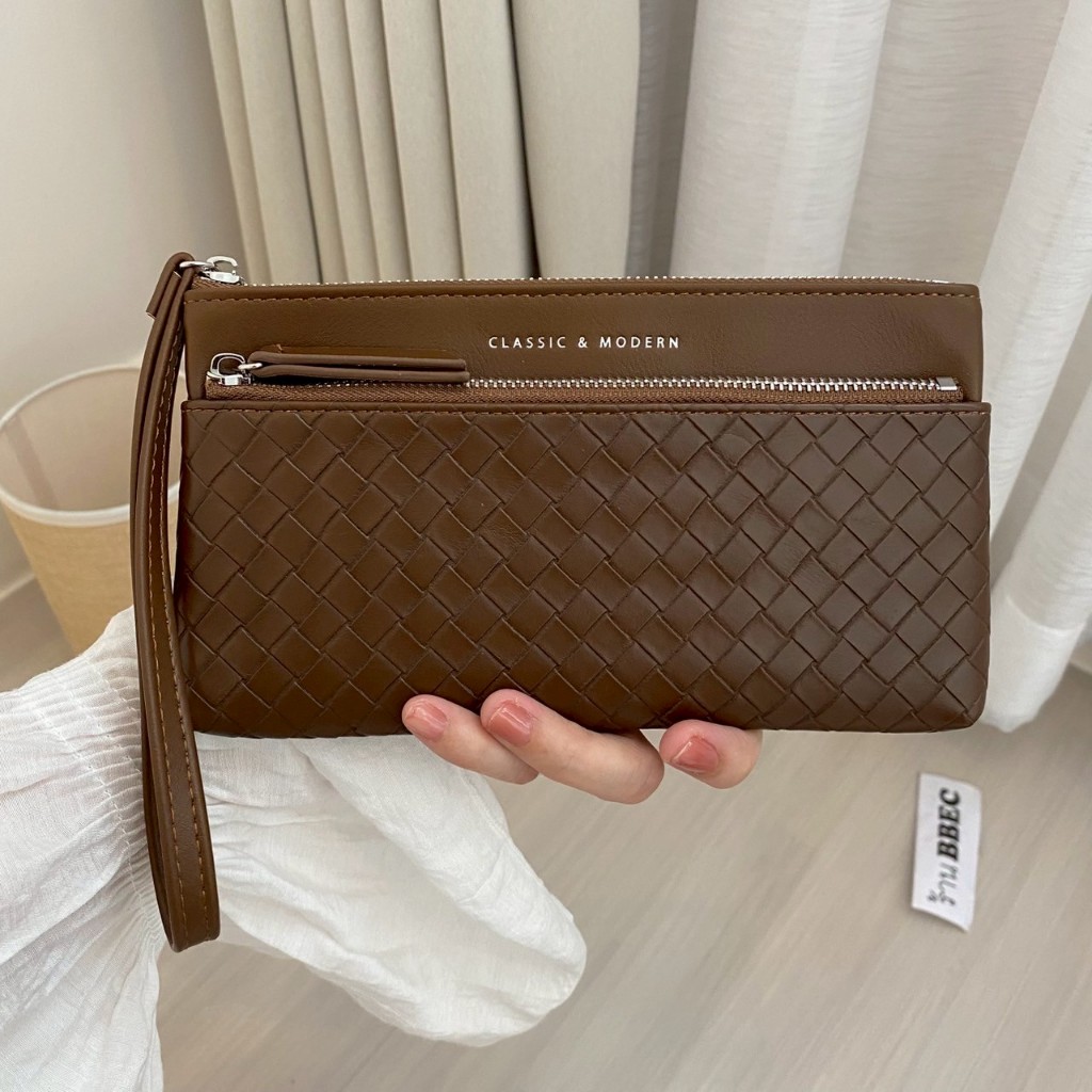 กระเป๋าสตางค์ใบยาวลายสานรุ่น 2 ซิป Tailian