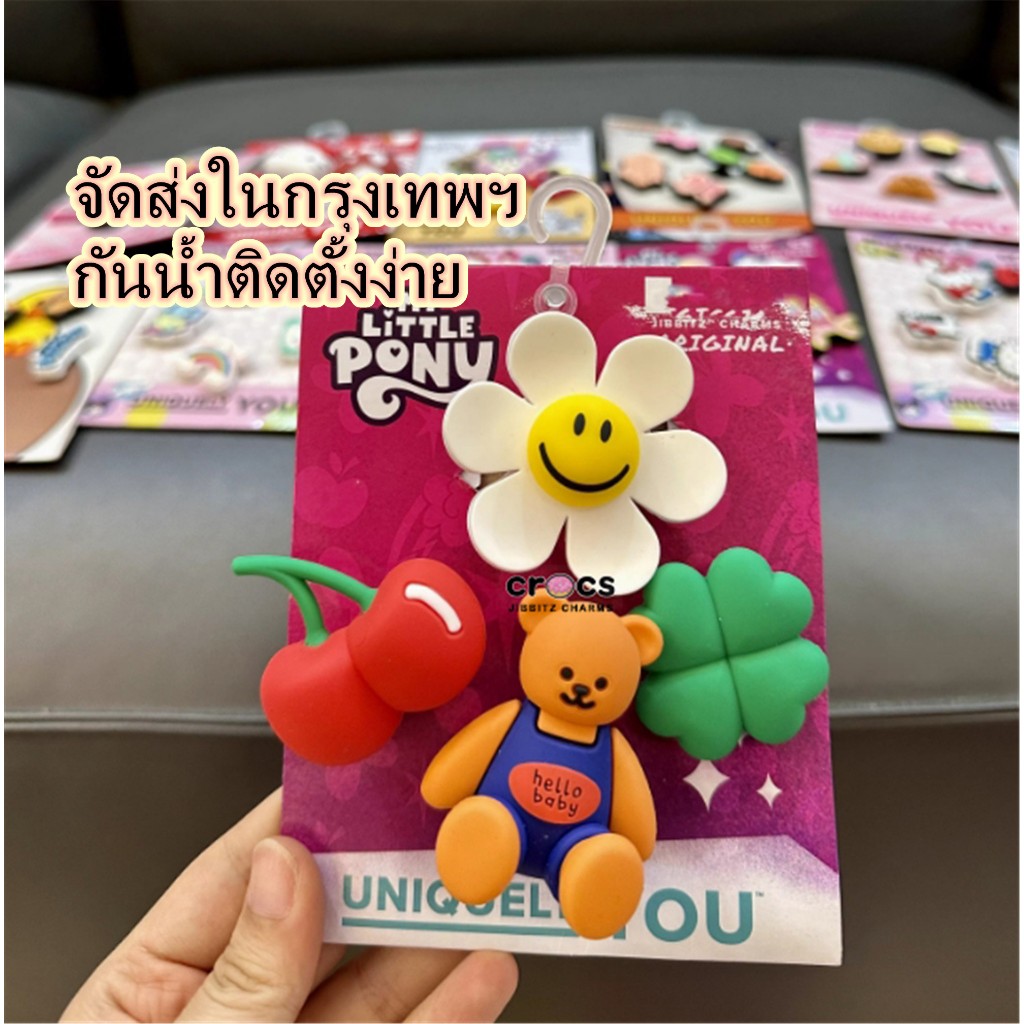jibbitz crocs หมีและเชอร์รี่ ของแท้ DIY jibitz Shoes Charms คุณภาพสูง