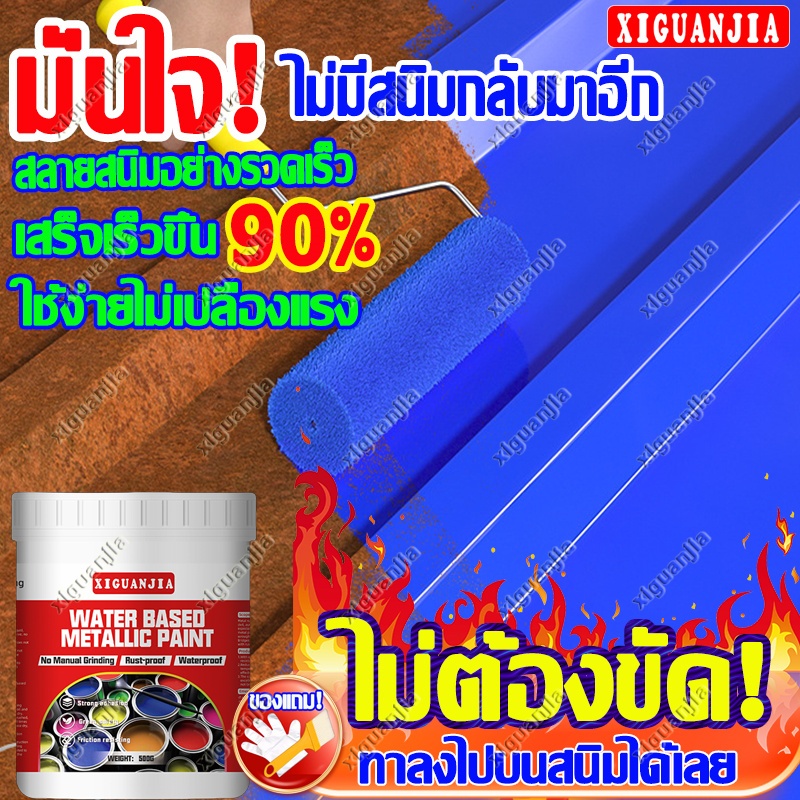สีกันสนิม สีทาเหล็กกันสนิม แห้งเร็ว ทนแดดทนฝน กันน้ำ100% ทับสนิมไม่ต้องขัด สำหรับรั้วเหล็ก ประตู รถยนต์ ปลอดภัยไร้กลิ่น