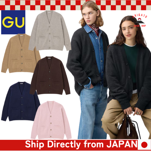 GU Puff Knit V-Neck Cardigan Unisex [ส่งตรงจากประเทศญี่ปุ่น ของแท้ 100%]