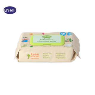 ENFANT (อองฟองต์) Extra Mild Care & Body Wipes ผ้าเช็ดทำความสะอาดแบบเปียก สูตรน้ำ EDI 99.9% 1แพ็ค/2ห่อ 42แผ่น/