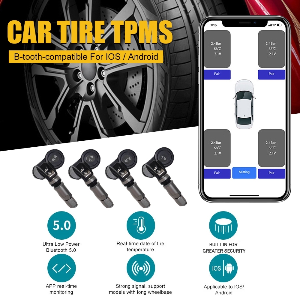 ✨เซ็นเซอร์ความดันลมยางระบบตรวจสอบแรงดันลมยาง TPMS ที่เข้ากันได้กับบลูทู ธ เซ็นเซอร์เซ็นเซอร์ป้องกันการโจรกรรมยางแรงดัน