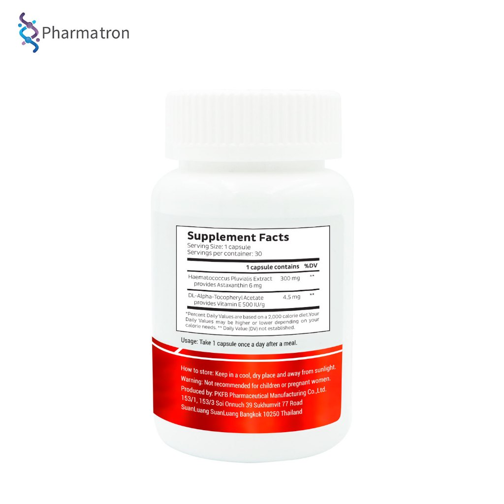 [ซื้อ 1 แถม 1 ] แอสตาแซนธิน 6 มก. Astaxanthin 6 mg. ฟาร์มาตรอน Pharmatron สาหร่ายฮีมาโตค็อกคัส พลูวิเอลิส - รูปที่ 2