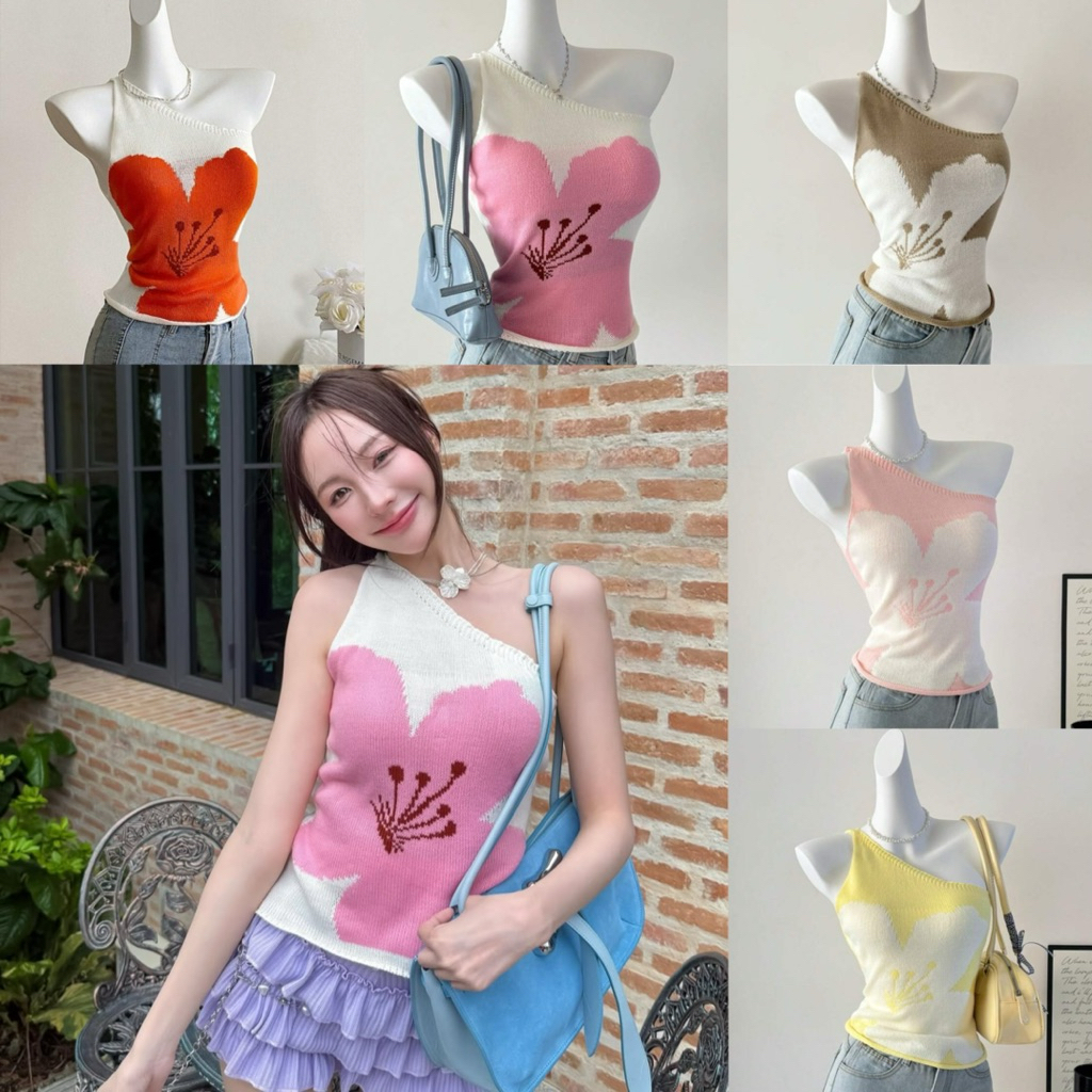 Bloom Cutout Bandeau-เสื้อไหมพรม ลายดอกไม้สดใส (ลดไซส์นะคะ)