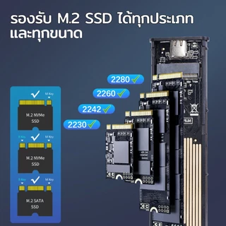 ELELAB กล่อง SSD ภายนอก M.2 10Gbps NVMe/SATA อะลูมิเนียม USB-C+สาย A+C รองรับ M Key/B&M Key 2230/2242/2260/2280