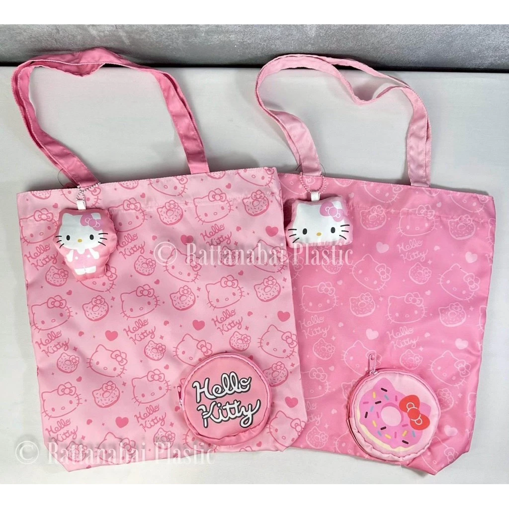 Moshi Moshi กระเป๋าช้อปปิ้ง พร้อมพวงกุญแจ ลาย Hello Kitty ลิขสิทธิ์แท้