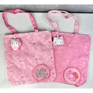 Moshi Moshi กระเป๋าช้อปปิ้ง พร้อมพวงกุญแจ ลาย Hello Kitty ลิขสิทธิ์แท้