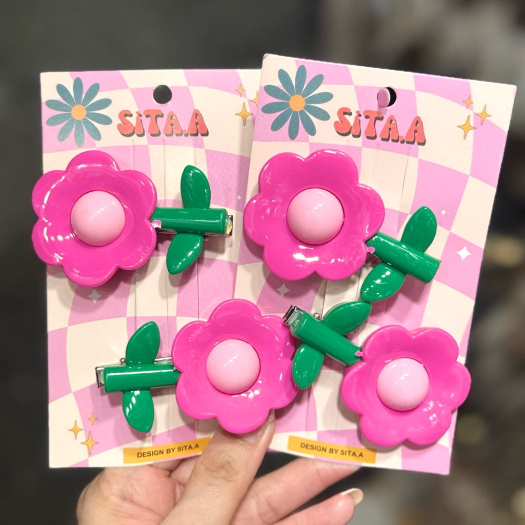 🇹🇭กิ๊ฟดอกไม้🌸กิ๊ฟแม่ชม🌼1 คู่กิ๊บสีสันสดใสกิ๊บปากเป็ด - รูปที่ 7