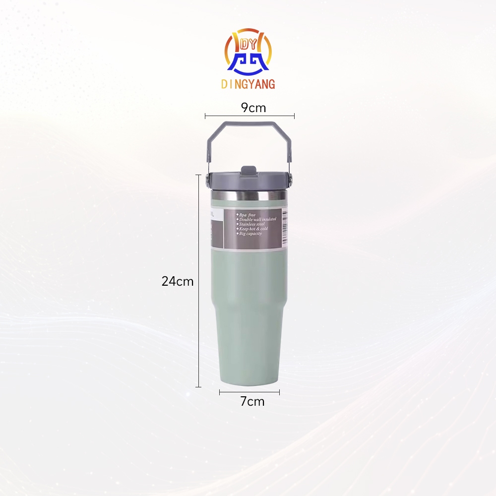 แก้วสแตนเลสของแท้ เก็บอุณหภูมิร้อนและเย็น มีหูหิ้วมีหลอด 890ml แก้วเก็บความเย็น ไอน้ำไม่เกาะแก้ว ขนาด 30ออนซ์