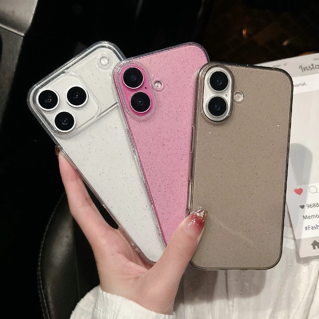 พร้อมส่ง i17 17pro 17air 17promax เคสใสกากเพชร สำหรับ ไอโฟน รุ่น 11/12/13/14 เคสนิ่ม 14 Pro max 15 Pro max 16 Pro max