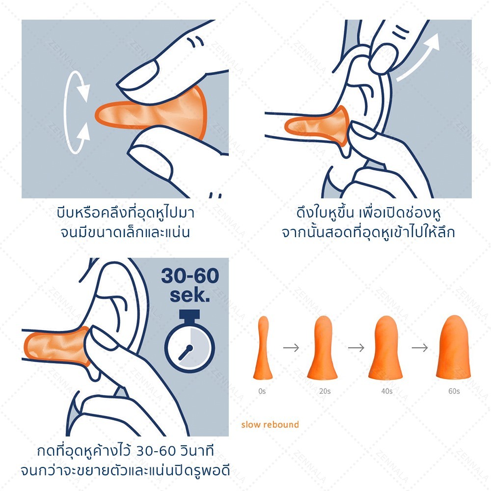 โฟมอุดหู ปลั๊กอุดหู EAR PLUG Ohropax color 4 pairs แพ็ค 4 สี (ชมพู-ส้ม-เขียว-ฟ้า) ปลั๊กอุดหูกันเสียง ปลั๊กอุดหูลดเสียง - รูปที่ 4