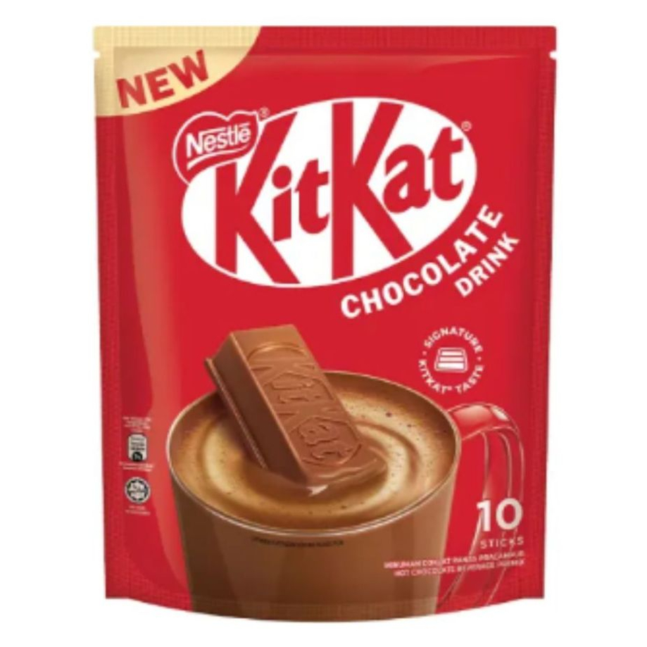 KitKat Chocolate Drink เครื่องดื่มช็อกโกแลตเข้มข้น 1 ถุง มี 10 ซอง 330g  จากสิงคโปร์ สินค้ามีฮาลาล E