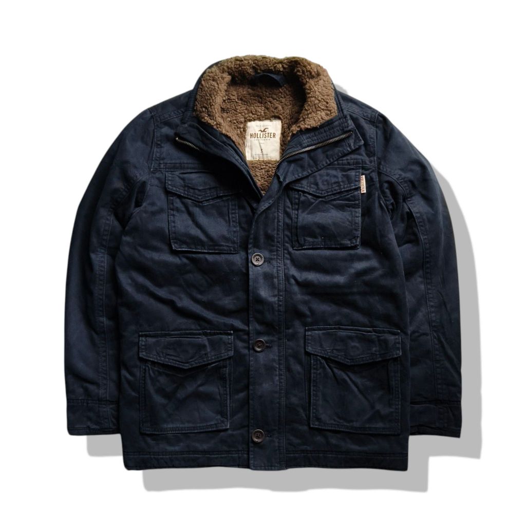 Hollister Navy Blues Sherpa Trucker Jacket รอบอก 44”