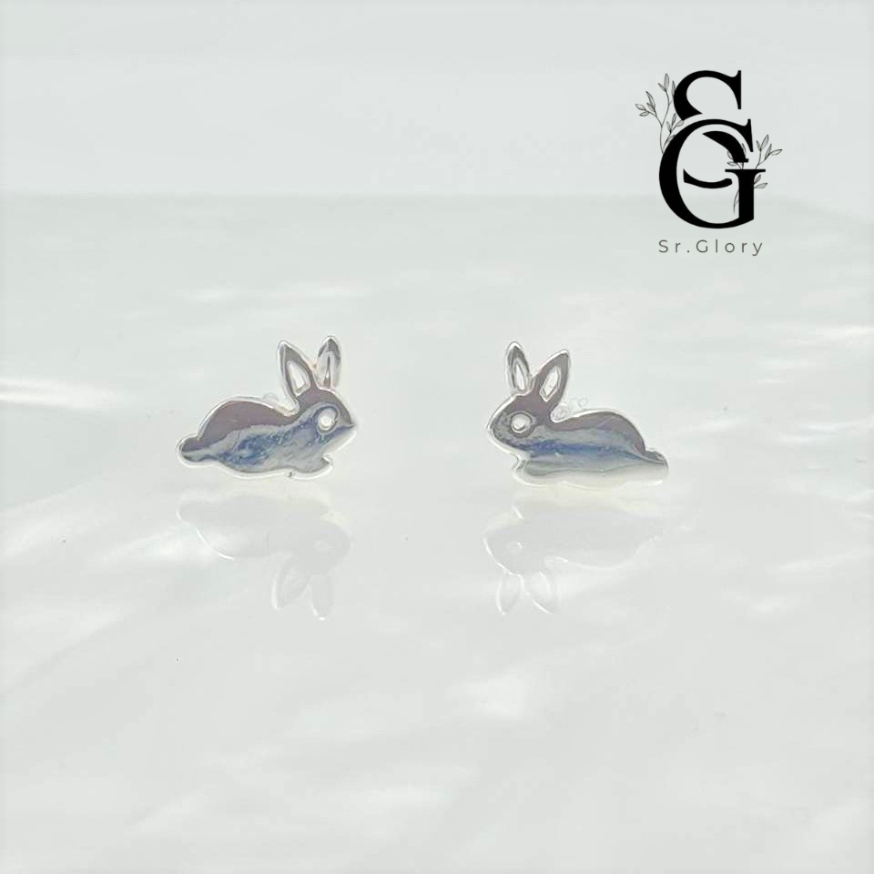 Sr.Glory ต่างหูเงินแท้ 92.5% ต่างหูกระต่ายเงินแท้ทั้งหมด สไตล์มินิมอล  พร้อมแป้นต่างหูเงินแท้