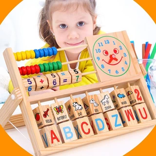 ของเล่นลูกคิด คิดเลข วัสดุไม้ ของเล่นเด็ก เสริมพัฒนาการ ลูกคิดคณิต ของเล่น ABC สื่อการเรียนการสอน ของเล่นนาฬิกาไม้