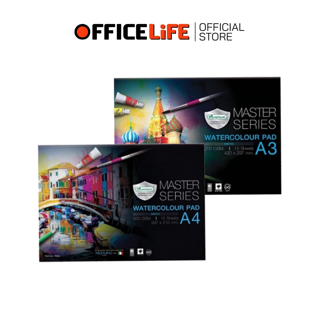 Master Art (มาสเตอร์อาร์ต) สมุดวาดภาพระบายน้ำ สมุด Master Series รุ่น Pad ขนาด A4 / A3 ( 1 เล่ม )