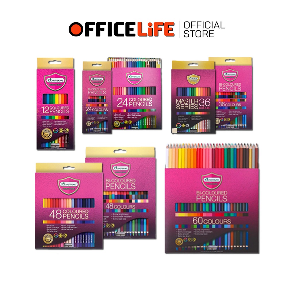 Master Art (มาสเตอร์อาร์ต) ดินสอสี สีไม้ 12 24 36 48 สี มี แบบแท่งยาว 1 หัว และ 2 หัว ( 1 กล่อง )