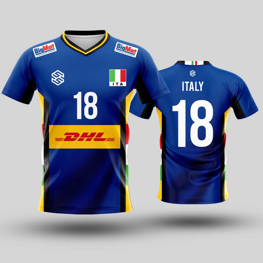 เสื้อแขนสั้นพิมพ์ลาย(หน้า-หลัง) เสื้อวอลเลย์ทีมITALY 2025 สามารถใส่ชื่อ เบอร์ นักกีฬา ฟรี!!! แจ้งที่หมายเหตุ
