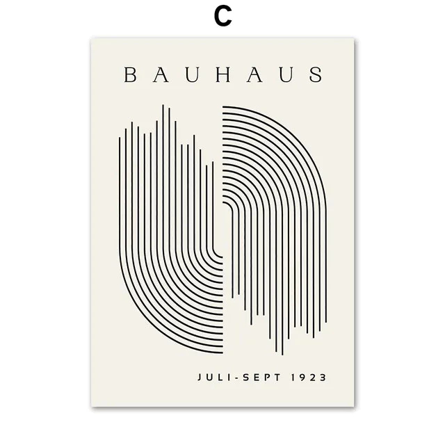 (พร้อมส่งจากไทย ภาพรวมกรอบ)Boho  Bauhaus Line เรขาคณิต Nordic สีดํา สําหรับตกแต่งผนัง - รูปที่ 4