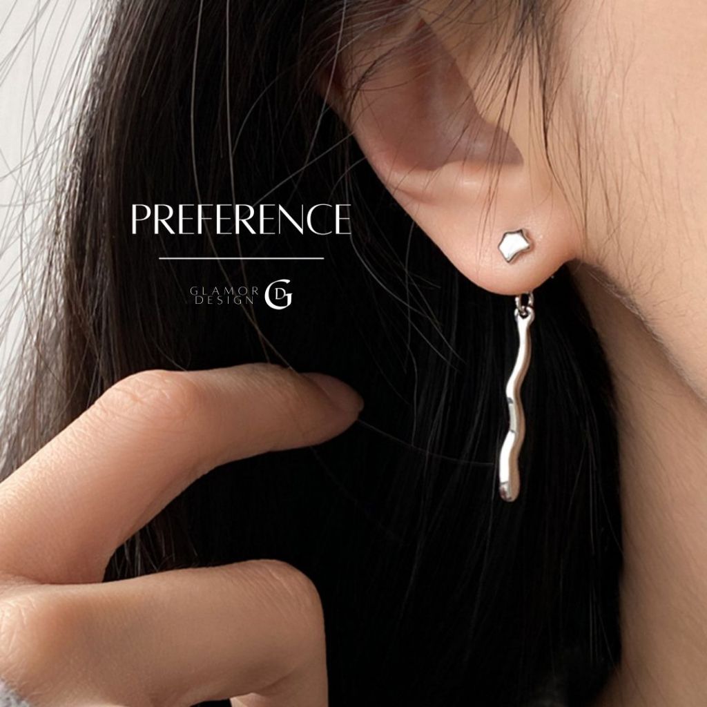 GLAMOR✨ตุ้มหูเงิน Preference ต่างหูยาว ต่างหูห่วงเงิน 925 เท่น่ารัก ต่างหูแฟชั่น ตุ้มหูเงินแท้