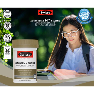Swisse Memory+focus บรรเทาความเหนื่อยล้า บำรุงระบบประสาท 50 เม็ด EXP01/2028