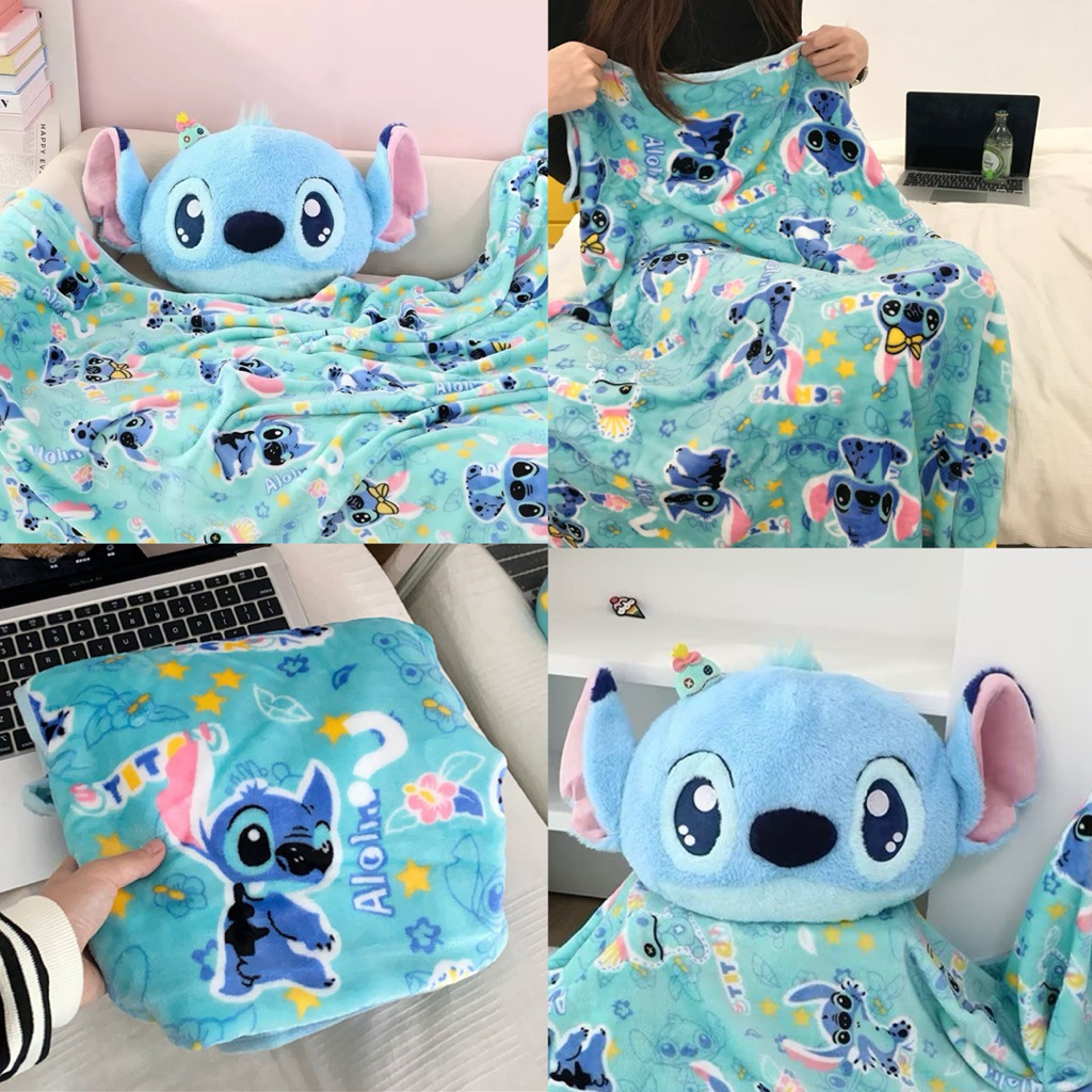 พร้อมส่ง หมอนผ้าห่ม ตุ๊กตา Aloha Stitch สติช ตุ๊กตาผ้าห่ม ผ้าคลุม ตุ๊กตาน่ารัก พร็อบแต่งห้อง ของขวัญ 57013