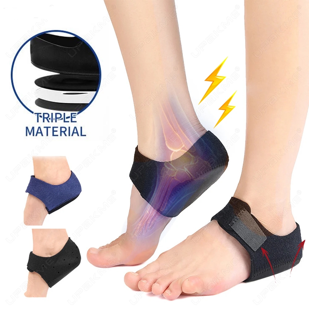 1คู่ Ankle support แขนป้องกันส้นหลัง แผ่นรองส้นเท้า ถุงเท้าป้องกันเจลแบบปรับได้ แผ่นป้องกันส้นเท้า