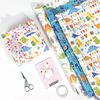 กระดาษห่อของขวัญลายไดโนเสาร์ 43x300 ซม. (ส่งจากกรุงเทพฯ)