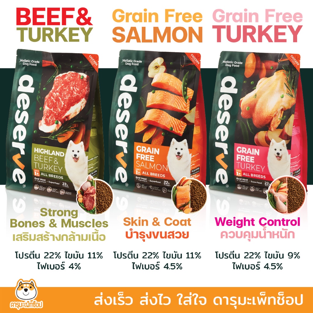 ไขมันต่ำ โปรตีนต่ำ อาหารสุนัข 𝐃𝐞𝐬𝐞𝐫𝐯𝐞 𝐇𝐨𝐥𝐢𝐬𝐭𝐢𝐜 𝐆𝐫𝐚𝐢𝐧 𝐅𝐫𝐞𝐞 𝐃𝐨𝐠 𝐅𝐨𝐨𝐝 สำหรับสุนัขโตเต็มวัย ทุกสายพันธุ์ 1.35KG