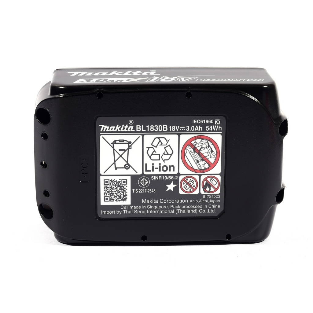 MAKITA แบตเตอรี่ ลิเธียมไอออน 18 โวลต์ 3.0 แอมป์ รุ่น BL1830B ใช้กับเครื่องชาร์จ รุ่น DC18RC / DC18S