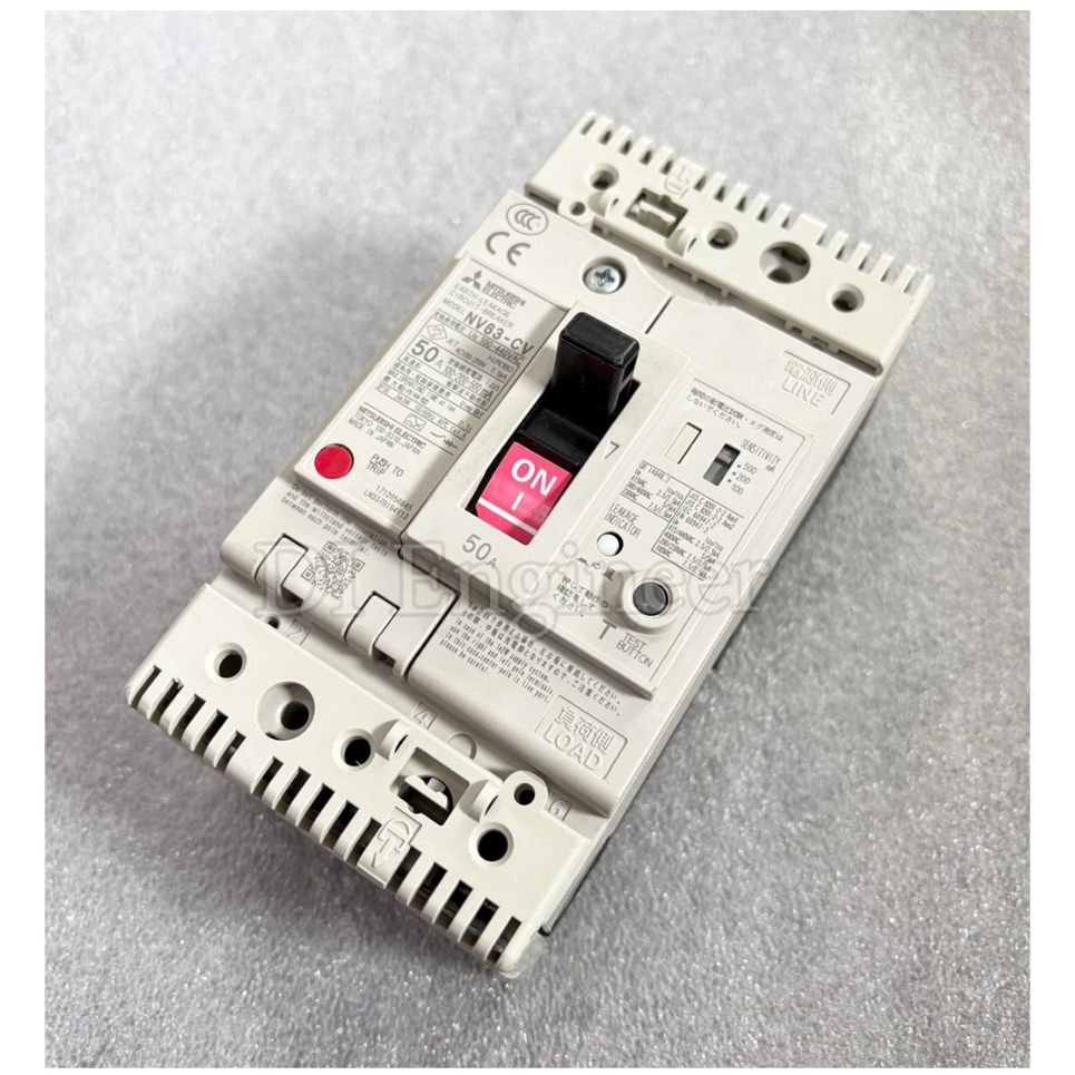 Breaker ELCB NV63-CV 3P 50A 100-440Vac "Mitsubishi" พร้อม terminal cover บน-ล่าง (Secondhand)