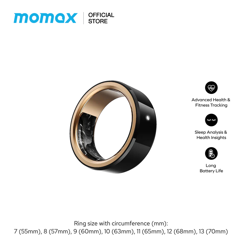 MOMAX แหวนอัจฉริยะ 1-Sense Active Smart Ring ติดตามสุขภาพตลอด 24 ชม. / สี Black + Rose Gold