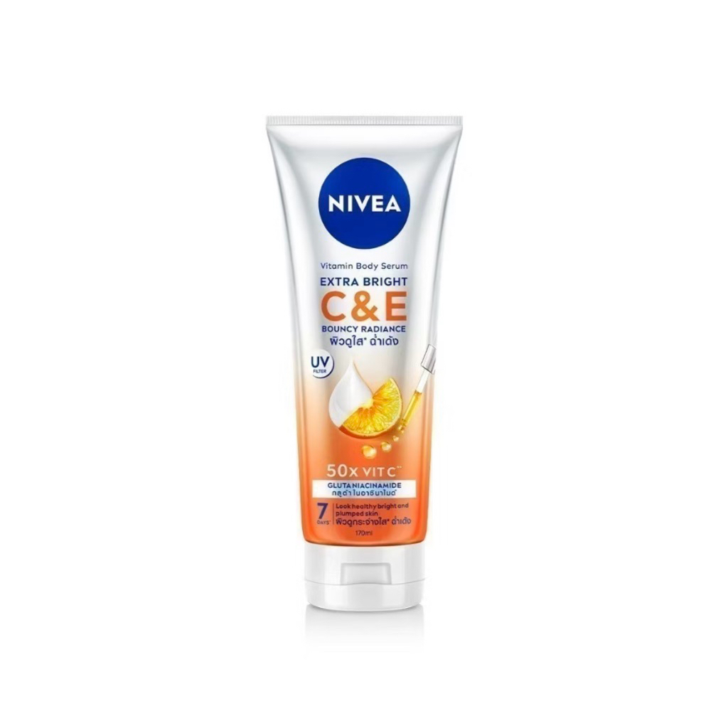 170, 300 ml. ผลิต 03/26 Nivea Extra White C&E Vitamin Lotion นีเวีย เอ็กซ์ตร้า ไวท์ ซี แอนด์ อี วิตามิน โลชั่น สีส้ม