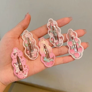 COD-พร้อมส่ง กิ๊บหนีบผม หน้าม้าคลิปด้านข้าง สีชมพูดอกทิวลิป น่ารักหวาน สไตล์เกาหลี นักเรียนสำหรับผู้หญิง 1 ชิ้น