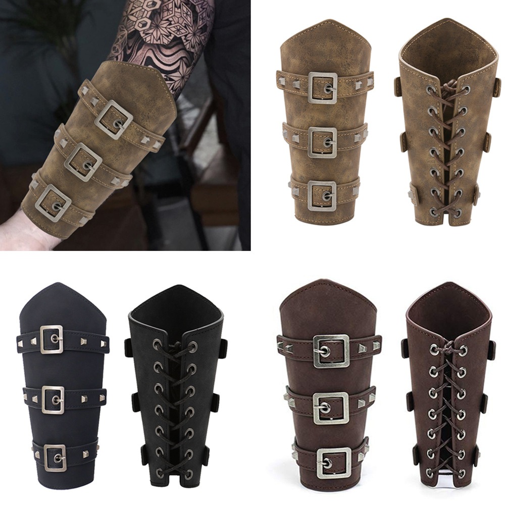 ✨พร้อมส่งด่วน ✨ปลอกแขนหนัง ปลอกแขนคอสเพย์ ข้อมือแฟชั่น สายรัดข้อมือหนัง อุปกรณ์คอสเพย์ พร็อพถ่ายภาพ