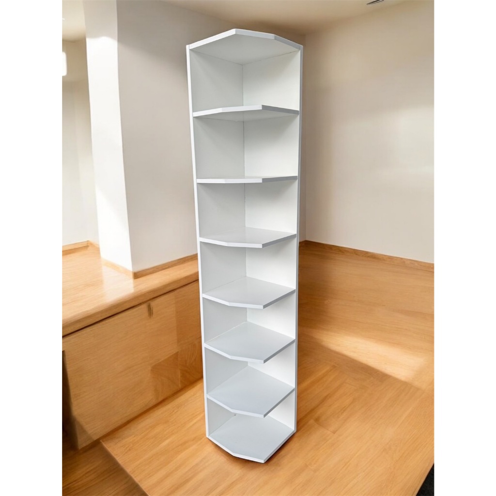 ชั้นวางกระเป๋า เครื่องสำอาง แบบเข้ามุม 7 ชั้น สไตล์มินิมอล