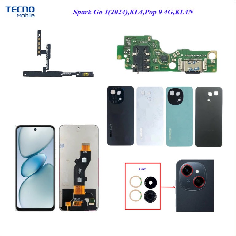 อะไหล่มือถือ Tecno Spark Go 1,KL4,KL4s,Spark Go 1S,KL4h/สายแพร/กระจกเลนส์กล้อง/ฝาหลัง/หน้าจอ LCD