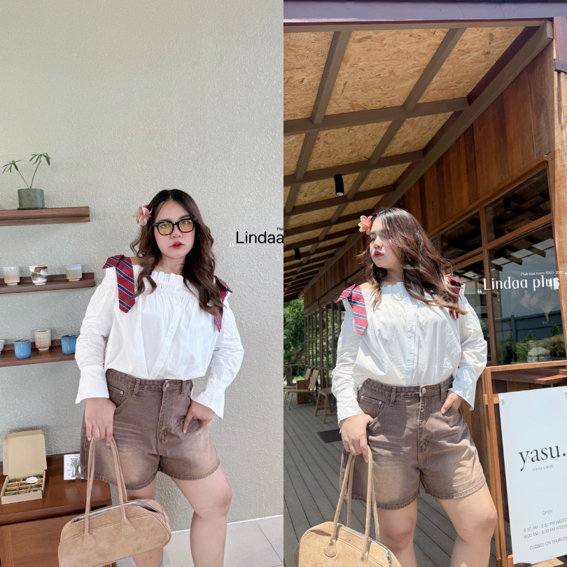 Jeansy Cutie Shorts กางเกงยีนส์ขาสั้นสำหรับสาวพลัสไซซ์ - รูปที่ 4