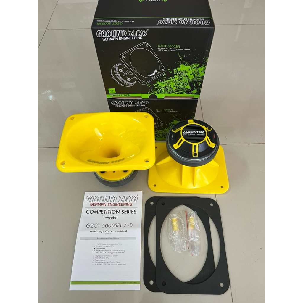 GZCT-5000SPL GROUND ZERO สีเหลือง ปากแตรพร้อมยูนิต ลำโพงติดรถยนต์