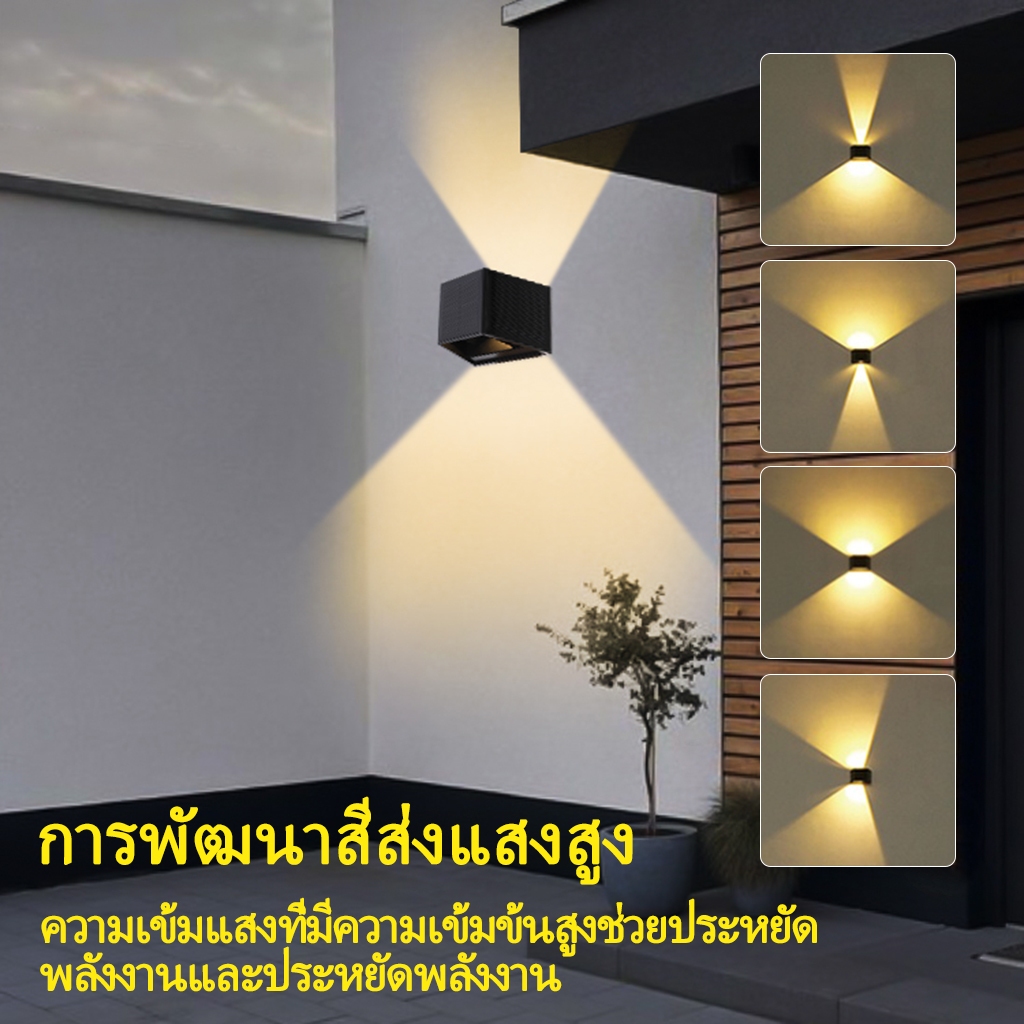 ไฟโซล่าเซลล์ โคมไฟติดผนัง LED ใช้พลังงานแสง ไม่ต้องเดินสายไฟ กันน้ำ/กันฝน