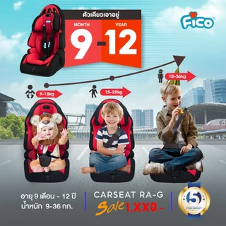 Fico คาร์ซีท ทรงสปอร์ต รุ่น RA-G New เบาะกว้าง นั่งสบาย รองรับเด็กได้ถึง 12 ขวบ