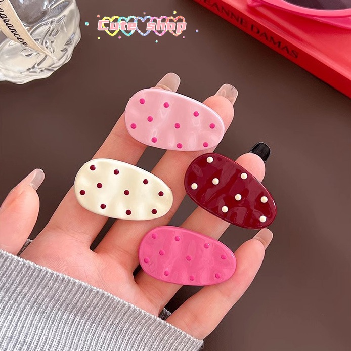 cute shop 💕กิ๊บติดผม สไตล์เกาหลี cute ขนาดเล็ก  ลายจุด  สีชมพู หวาน ราคาถูกและคุณภาพดี