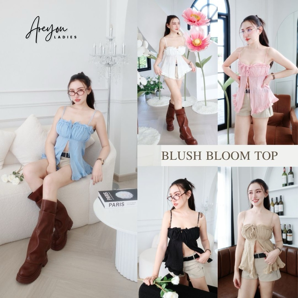 NO.561 Blush Bloom Top เสื้อสายเดี่ยว ดีไซน์เก๋