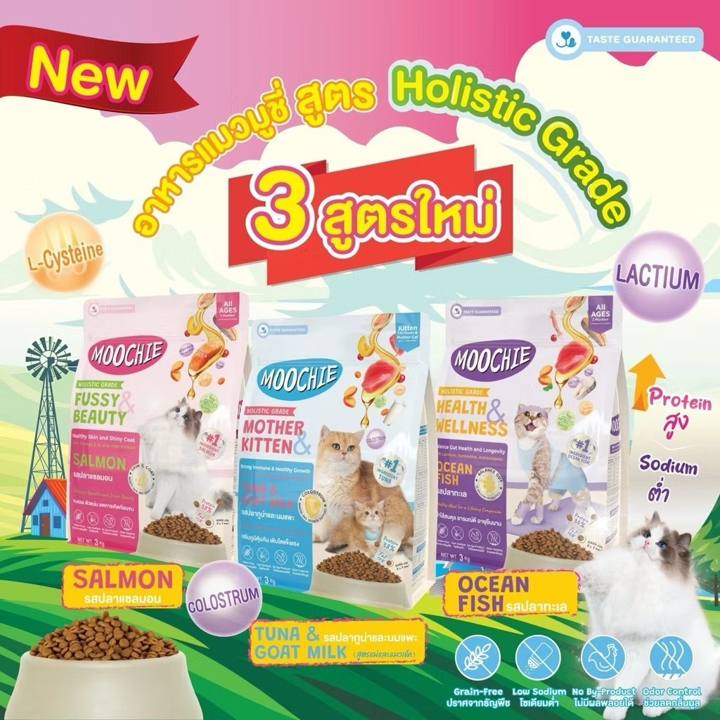 [3Kg] Moochie Cat Kibble อาหารเม็ดแมวมูชี่ Holistic grade สำหรับลูกแมวและแมวทุกช่วงวัย