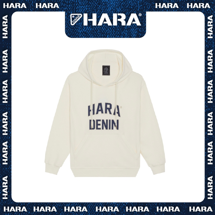 Hara เสื้อหนาวสวมหัว สกรีน Hara New Basic สีครีม รุ่น HMTL-002723