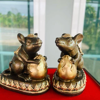 หนูมุสิกะ บริวารพระพิฆเนศขนาดฐาน 3 นิ้วสูง 4 นิ้ว (ให้บูชาคู่ละ 399)แถมฟรี พระผงแร่เหล็กน้ำพี้ และธูปเสี่ยงทายให้