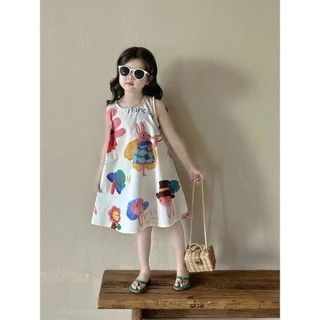 AY093 ชุดคู่แฟชั่นเด็ก พี่ชาย-น้องสาว เสื้อเชิ้ต+เดรส ลายเพ้นท์การ์ตูน สีสันสดใส ผ้านิ่ม ระบายอากาศดี