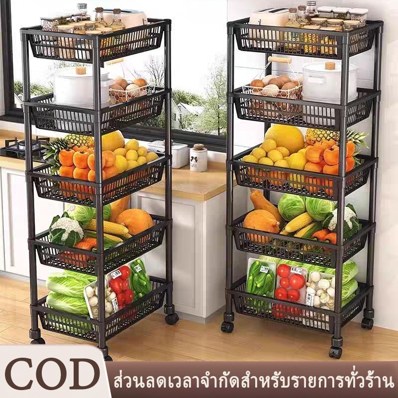 ชั้นวางของรถเข็นพลาสติก ชั้นวางของมีล้อ 3/4ชั้น ชั้นรถเข็น พร้อมล้อเลื่อน+ที่จับ เคลื่อนย้ายสะดวก วางของในครัว พร้อมส่ง!